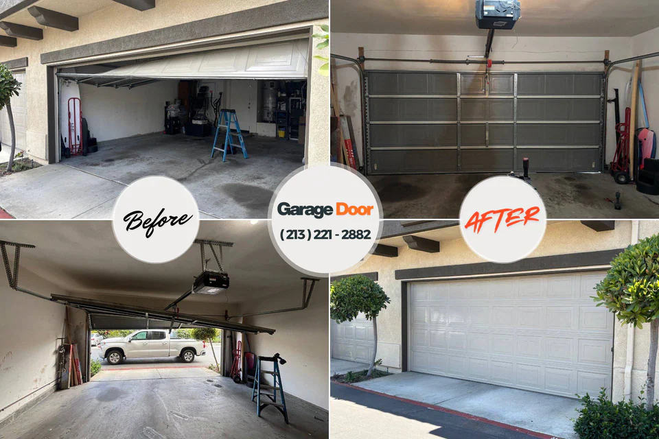 Before and after: garage door repair Boldtville China Grove